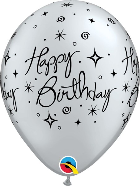 Qualatex Latexballon Birthday Elegant Sparkles & Swirl 28cm/11" 25 Stück