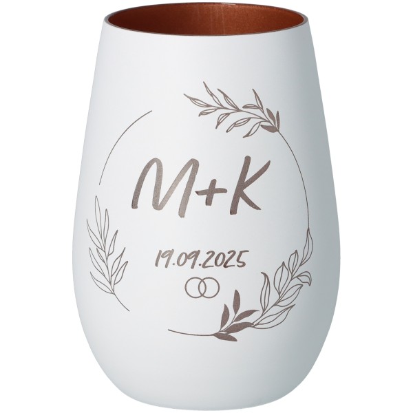 Goodtimes Windlicht Initialien mit Kranz "Initialien+Datum"