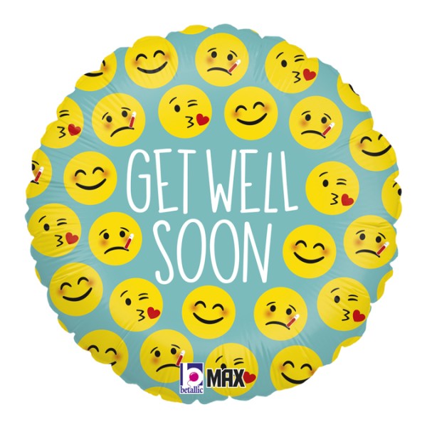 Betallic Folienballon Emoji Get Well Soon 45cm/18"