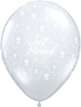 Qualatex Latexballon Just Married Flowers 28cm/11" 25 Stück