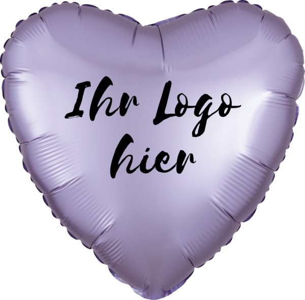 Folien-Werbeballon Herz Satin Luxe Pastel Lilac 45cm/18" 1-Seitig bedruckt