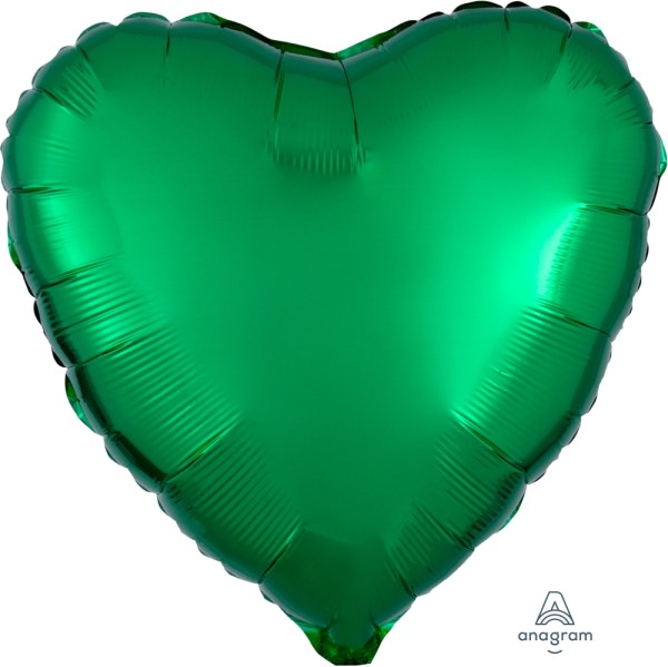 Anagram Folienballon Herz Metallic Green 45cm/18" (unverpackt)