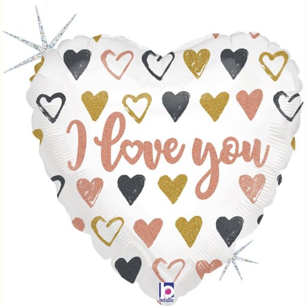Betallic Folienballon Herz "I love you" Glitter Holo 45cm/18"