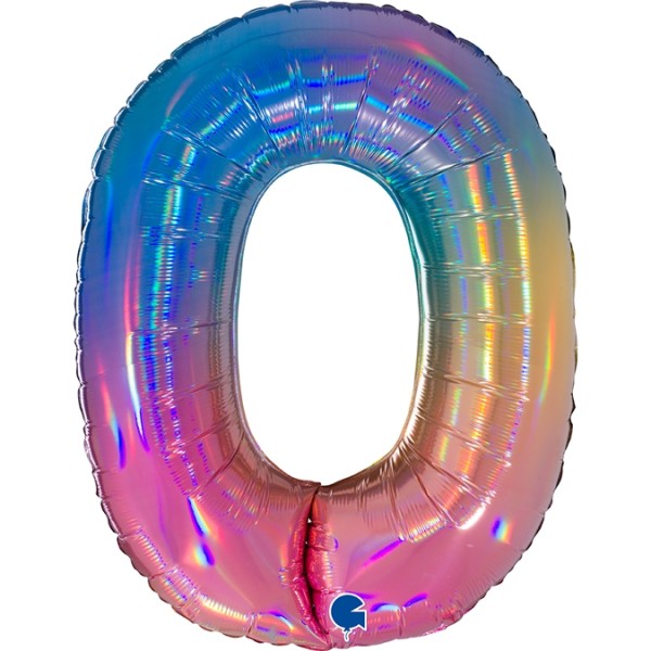 Grabo Folienballon Zahl 0 Colourful Rainbow 100cm/40"