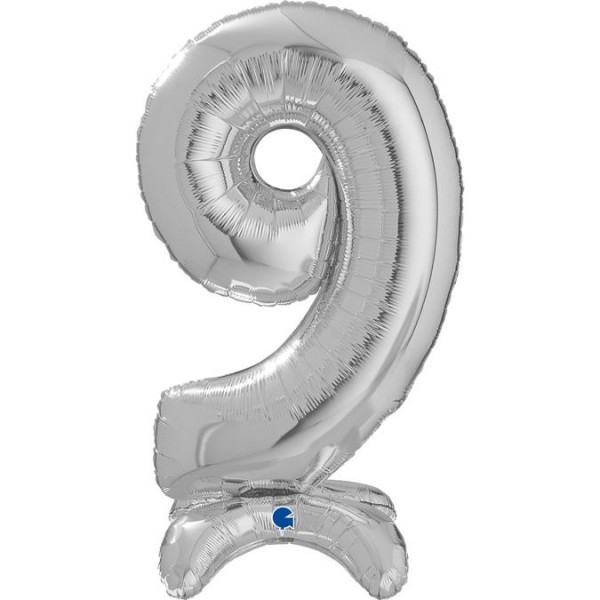 Grabo Folienballon Zahl 9 Silver standups 64cm/25"