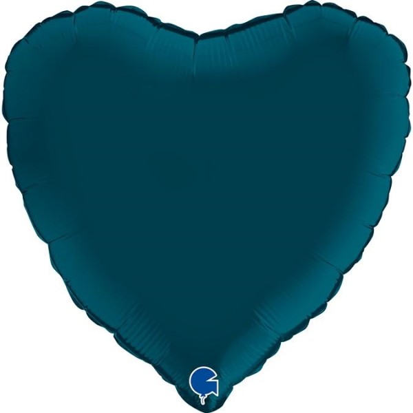 Grabo Folienballon Heart Satin Petrol Blue 45cm/18" (unverpackt)