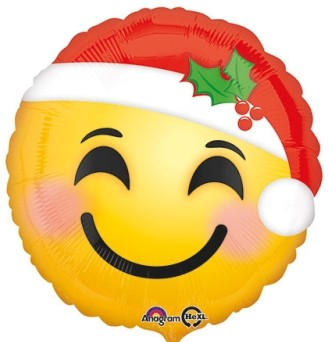 Anagram Folienballon Rund "Weihnachtsmütze" Santa Emoji 45cm/18"