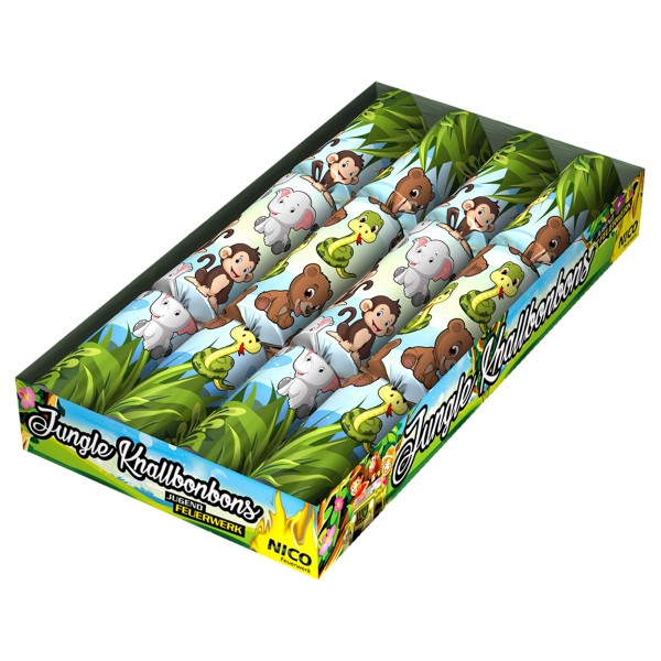 Nico Knallbonbon 22cm, Jungle, 4er-Schachtel