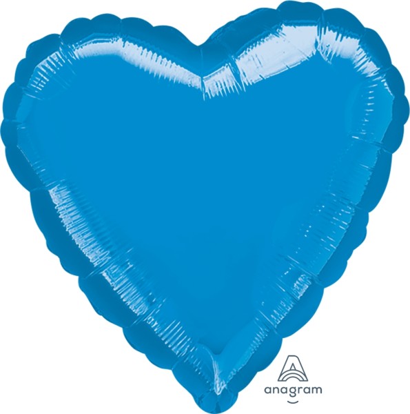 Anagram Folienballon Jumbo Herz Metallic Blue 80cm/32" (unverpackt)