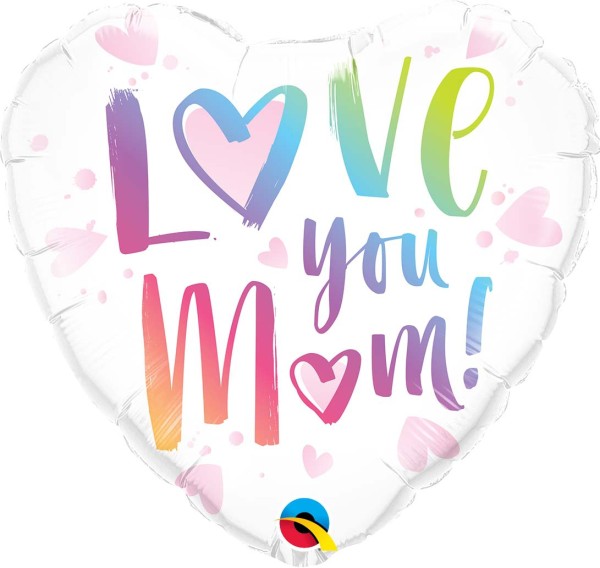 Qualatex Folienballon Herz "I Love You Mom" 45cm/18"