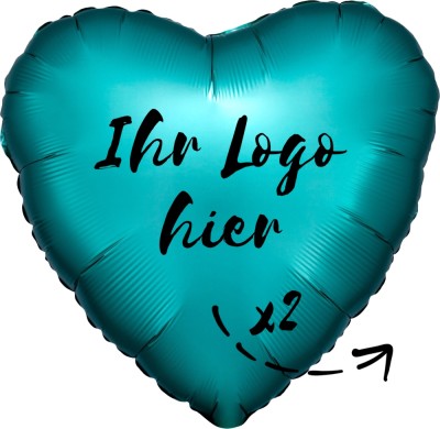 Personalisierter Folienballon In Herzform – 2-seitig Bedruckt, Mit Ventil Für Helium Oder Luft, Satin De Luxe Weiß