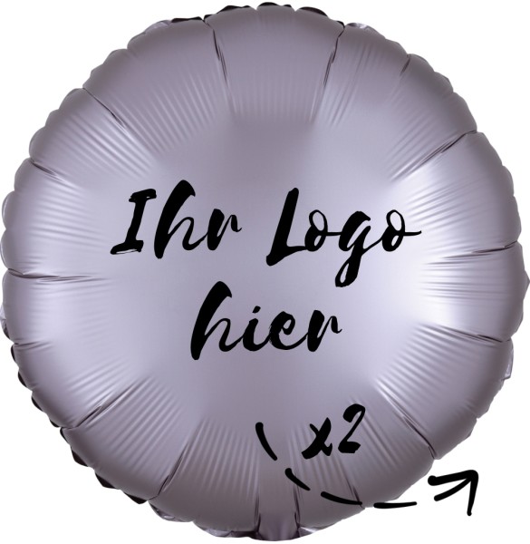 Folien-Werbeballon Rund Satin Luxe Greige 45cm/18" 2-Seitig bedruckt