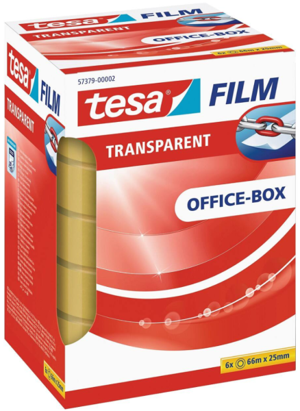 tesafilm transparent 66m x 25mm Box mit 6 Rollen