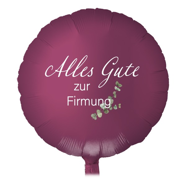 Goodtimes Folienballon Rund Satin Luxe Pomegranate mit "Alles Gute zur Firmung" 45cm/18" (unverpackt)