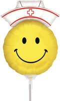 Betallic Folienballon Smiley Nurse Mini 35cm/14" luftgefüllt mit Stab  Betallic Folienballon Smiley Nurse Mini 35cm/14" luftgefüllt mit Stab