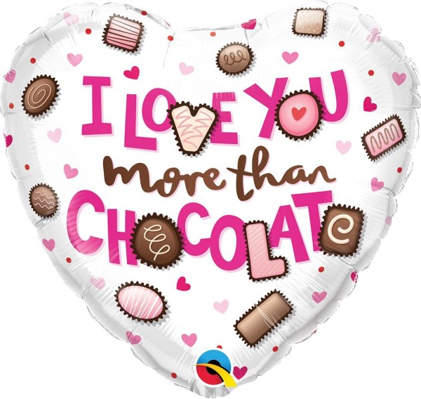 Qualatex Folienballon Herz "I love you more than Chocolate" 45cm/18"