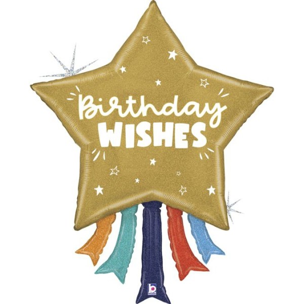 Betallic Folienballon Birthday Wishes Star 110cm/43"