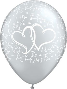 Qualatex Latexballon Entwined Hearts Silver 28cm/11" 25 Stück