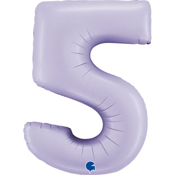 Grabo Folienballon Zahl 5 Satin Lilac 100cm/40"