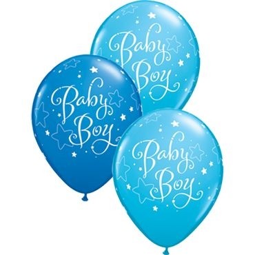 Qualatex Latexballon Baby Boy Stars Assorted Dark Blue & Robin's Egg Blue 28cm/11" 25 Stück