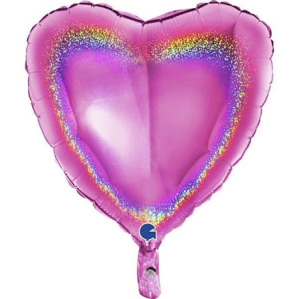 Grabo Folienballon Heart Glitter Holo Fuxia 45cm/18" (unverpackt)