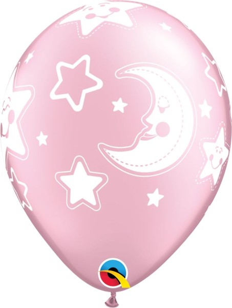 Qualatex Latexballon Baby Moon & Stars Rosa 28cm/11" 25 Stück