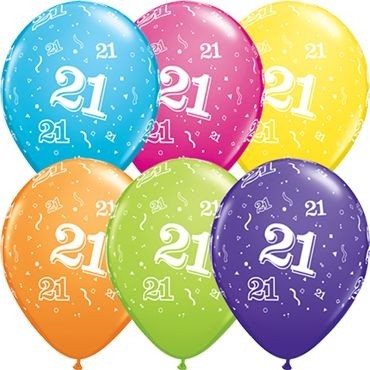 Qualatex Latexballon Age 21 Retail Sortiment 28cm/11" 6 Stück