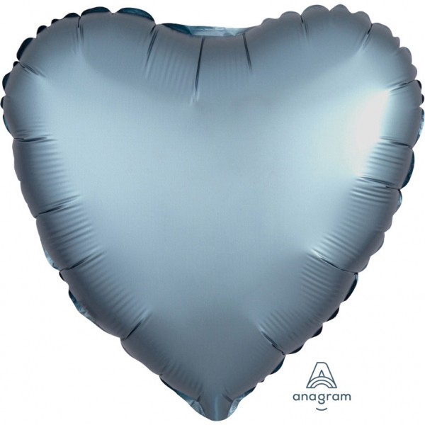 Anagram Folienballon Herz Satin Luxe Steel Blue 45cm/18" (unverpackt)