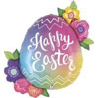 Betallic Folienballon Easter Egg Flowers 90cm/35"  Betallic Folienballon Easter Egg Flowers 90cm/35"