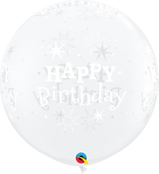 Qualatex Latexballon Birthday Sparkle-A-Round Diamand Clear 90cm/3' 2 Stück