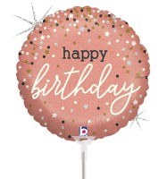 Betallic Folienballon Roségold Confetti B-Days 23cm/9" luftgefüllt mit Stab  Betallic Folienballon Roségold Confetti B-Days 23cm/9" luftgefüllt mit Stab