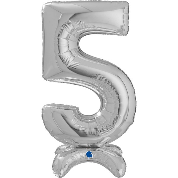 Grabo Folienballon Zahl 5 Silver standups 64cm/25"