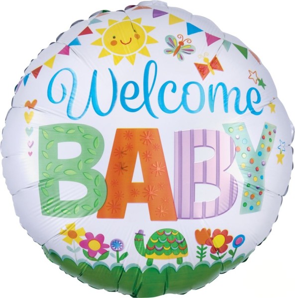 Anagram Folienballon Welcome Baby Cute Icons 23cm/9" (unverpackt)